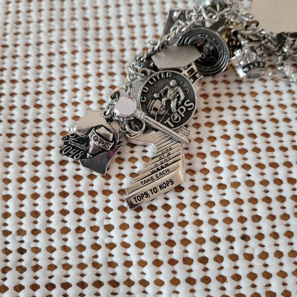 Silver Tone Chunky Cha Cha Statement Enamel Dangle Charm Bracelet - Picture 11 of 14